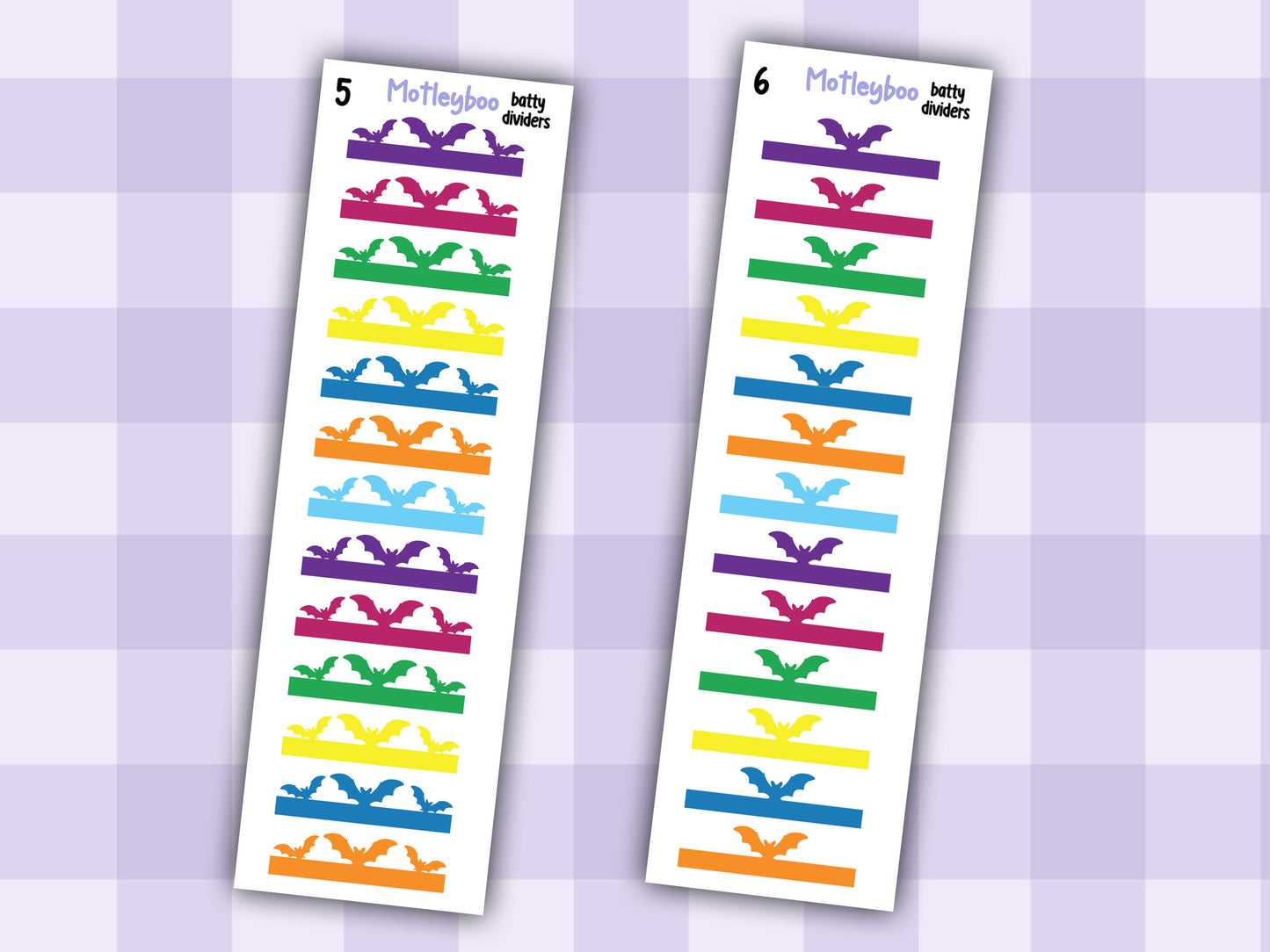 Gothic functional planner stickers, headers and dividers for planner boxes. spooky journaling, BATTY