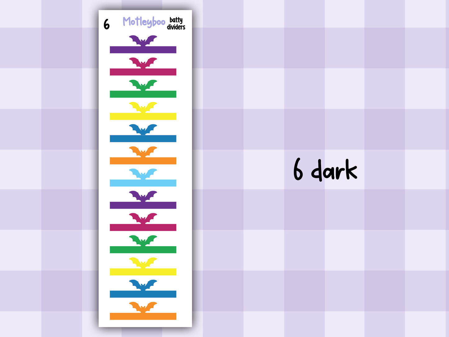 Gothic functional planner stickers, headers and dividers for planner boxes. spooky journaling, BATTY