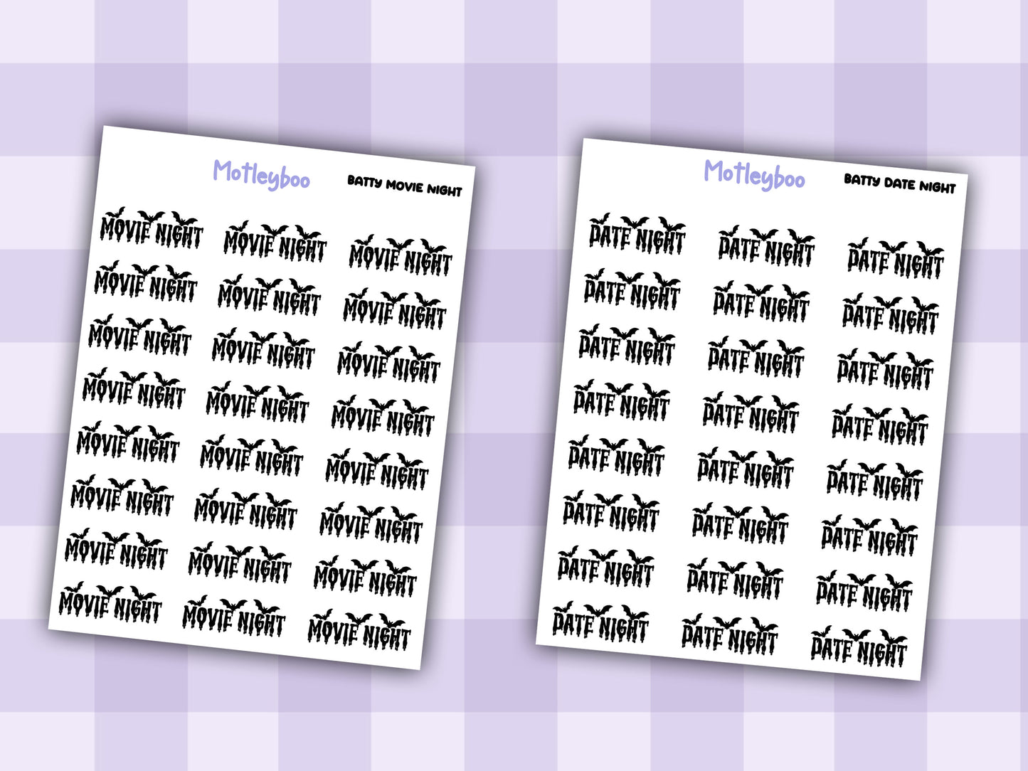 Bat Planner Stickers, Goth Journal Recreational Functional Words,