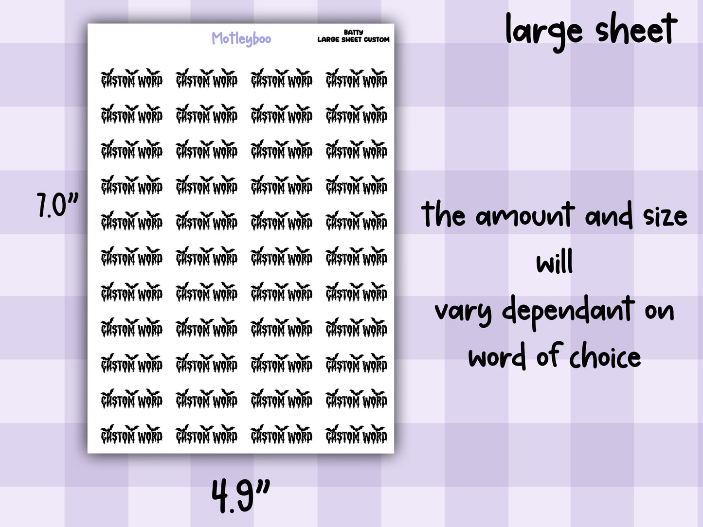Batty Custom Word Planner Stickers: Goth Journal Stickers