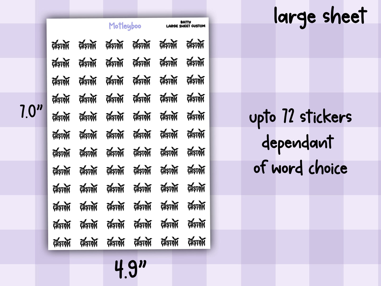 Batty Custom Word Planner Stickers: Goth Journal Stickers
