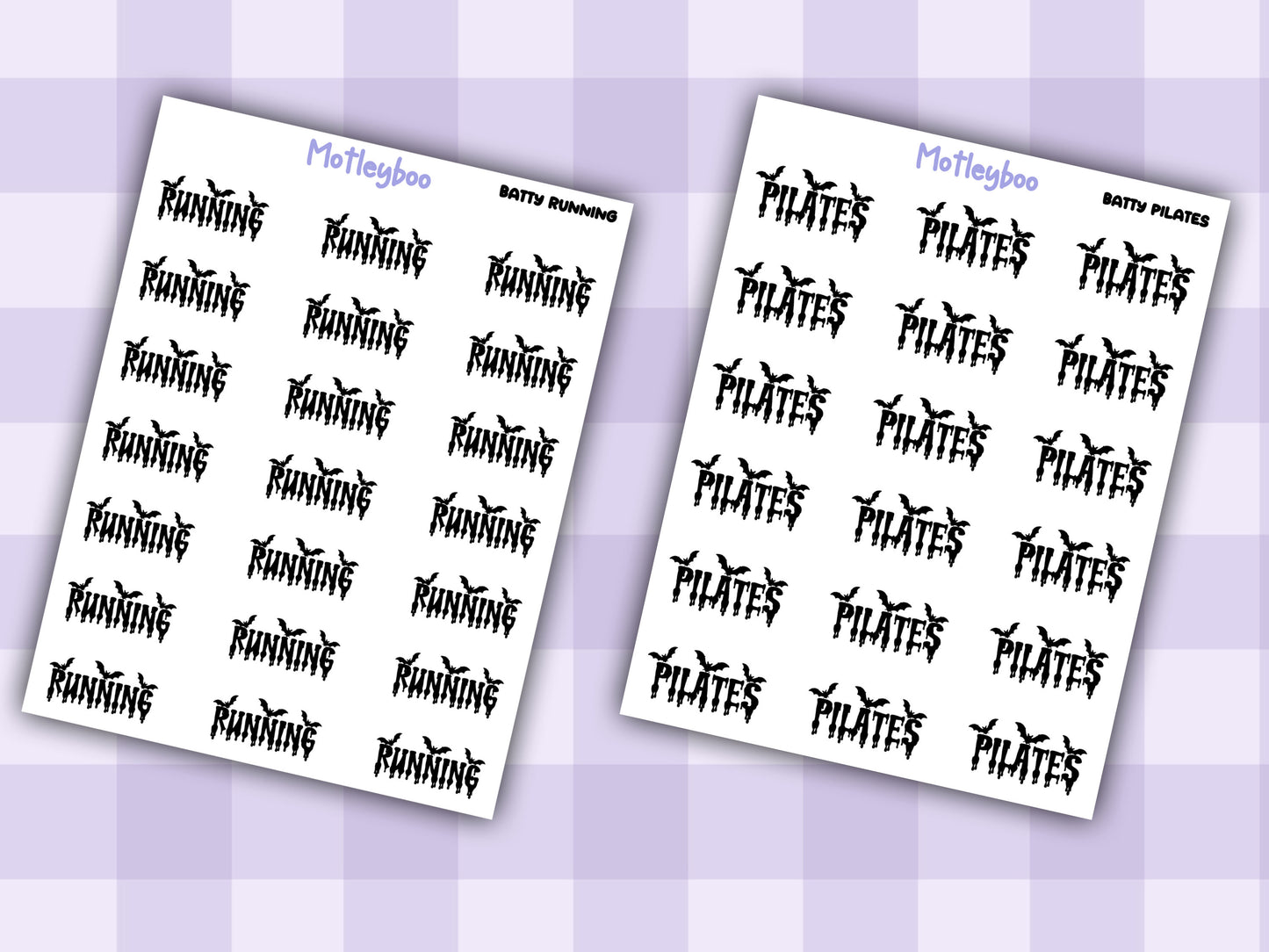 Bat Planner Stickers, Batty Words, Goth Journal Stickers, fitness functional stickers, goth planner