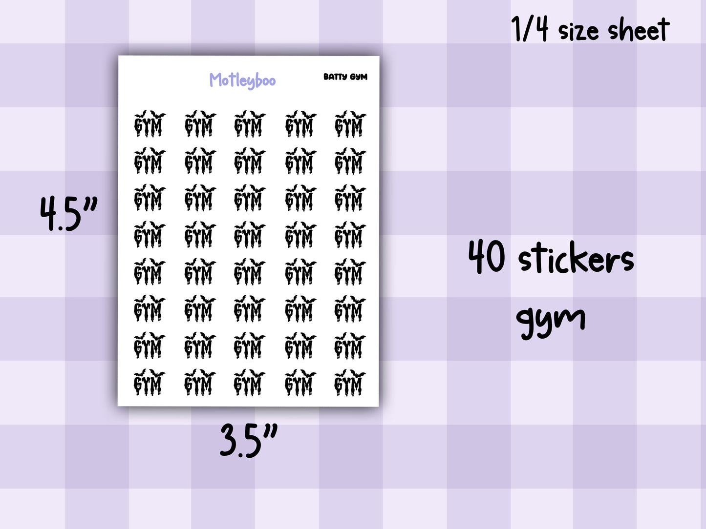 Bat Planner Stickers, Batty Words, Goth Journal Stickers, fitness functional stickers, goth planner