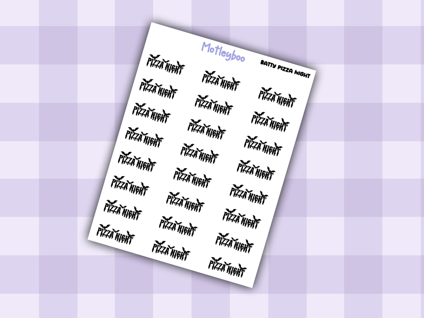 Bat Planner Stickers, Goth Spooky Food Words, Batty Range