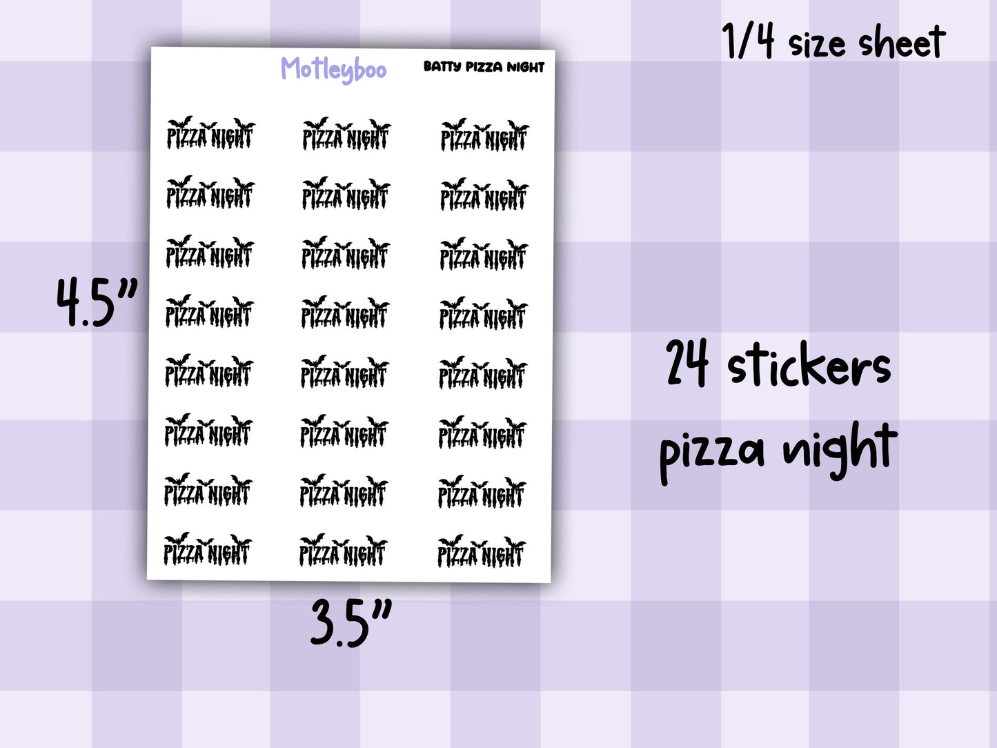 Bat Planner Stickers, Goth Spooky Food Words, Batty Range