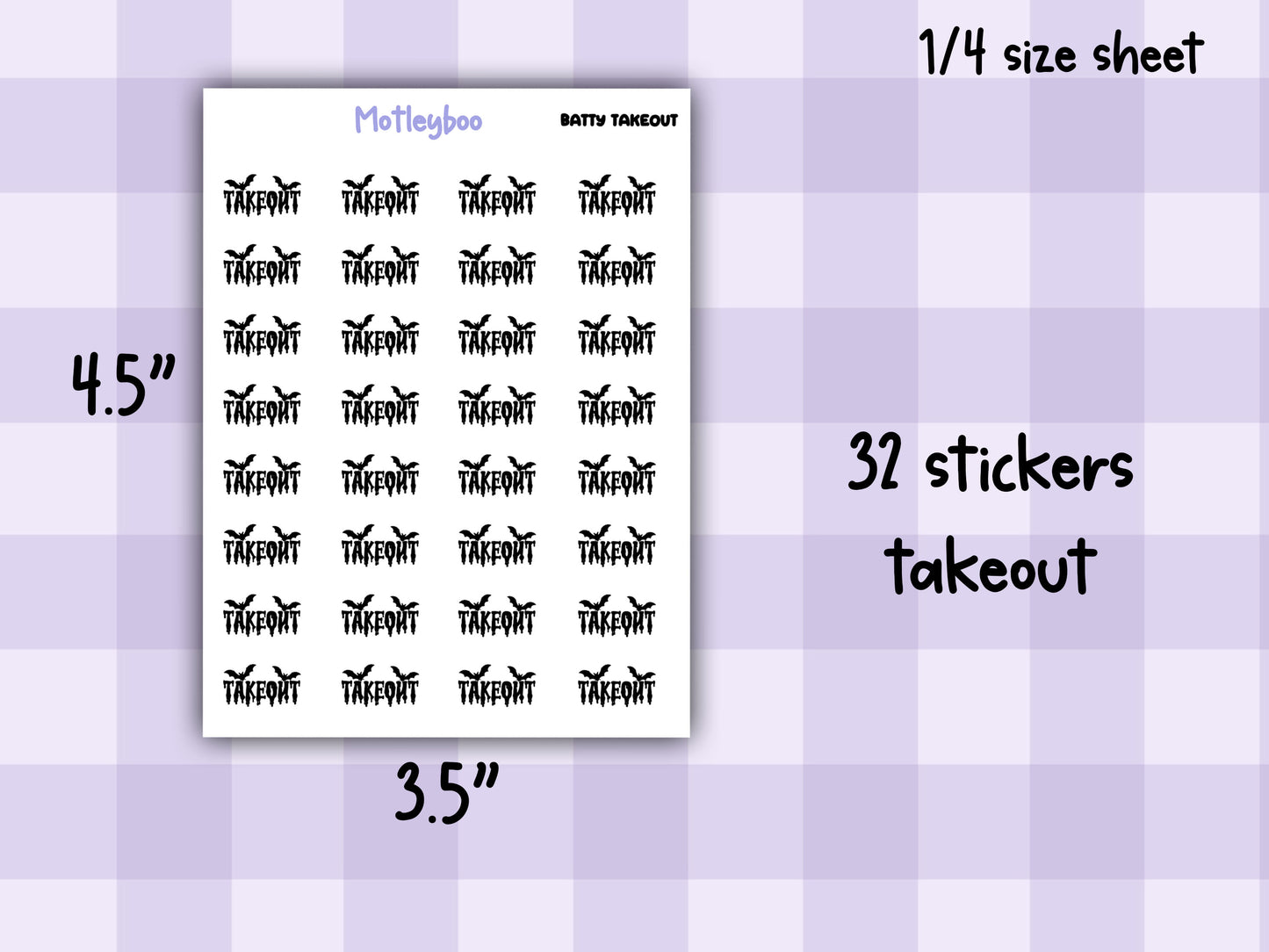 Bat Planner Stickers, Goth Spooky Food Words, Batty Range