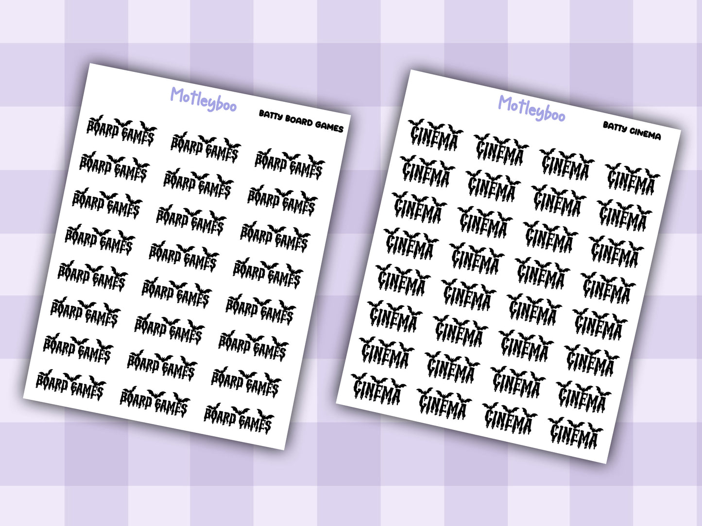 Bat Planner Stickers, Goth Journal Recreational Functional Words,