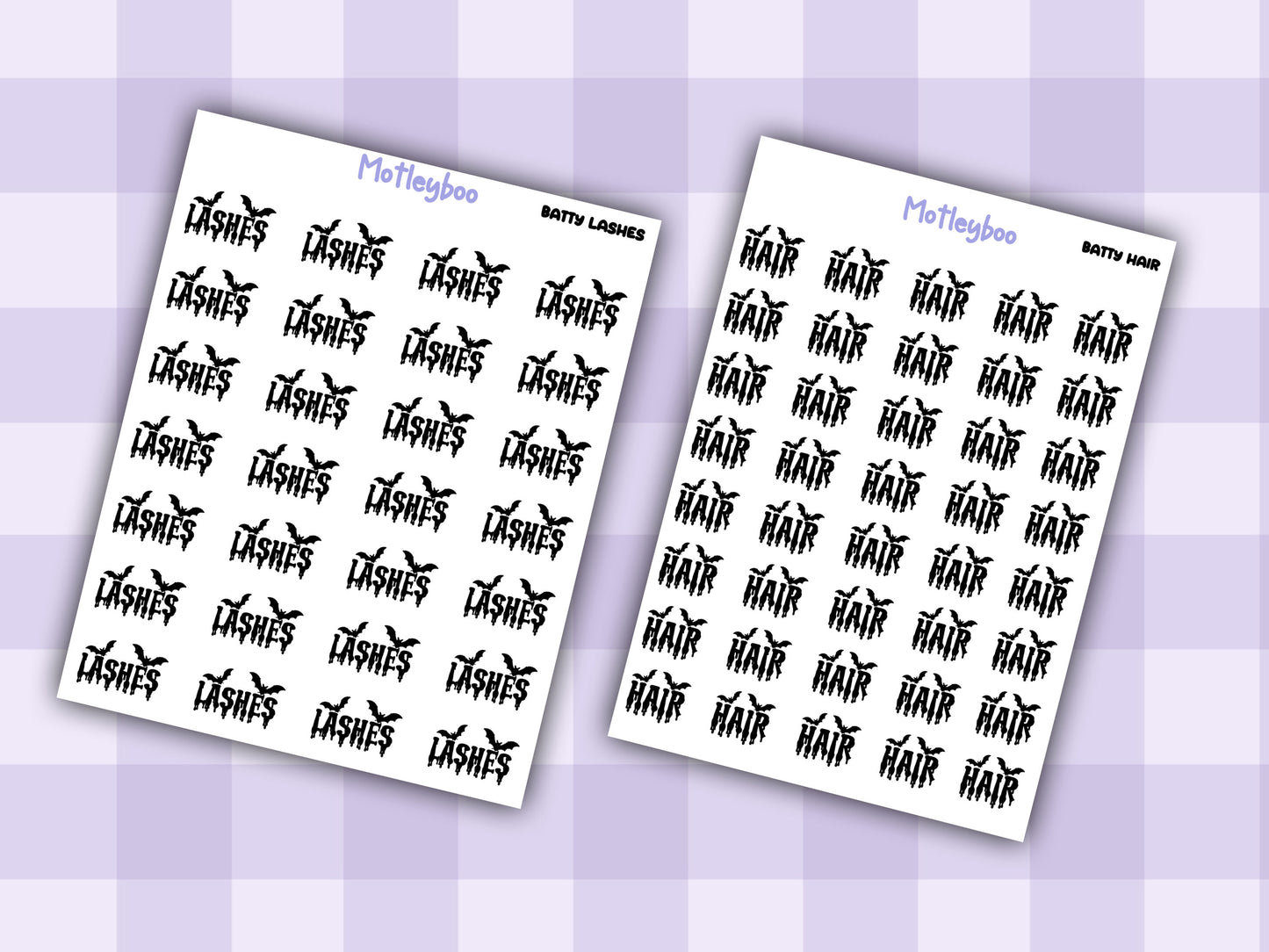 Bat Planner Stickers, Batty Words, Goth Journal Stickers, self care functional stickers, goth planner