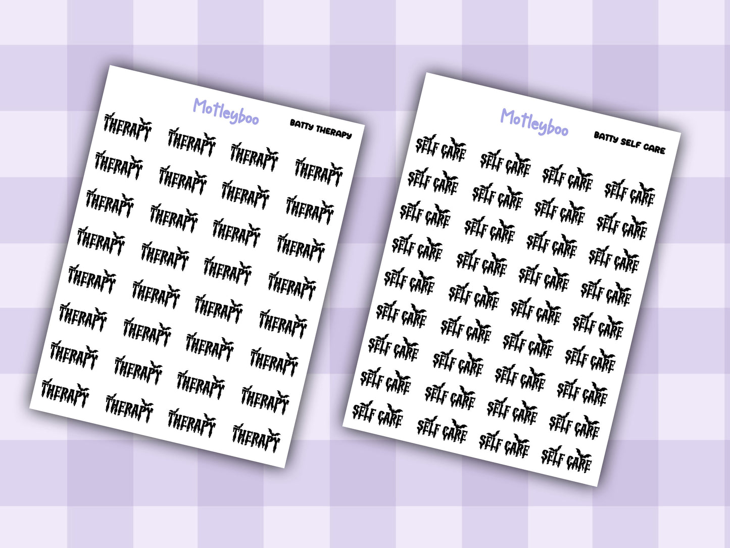 Bat Planner Stickers, Batty Words, Goth Journal Stickers, self care functional stickers, goth planner