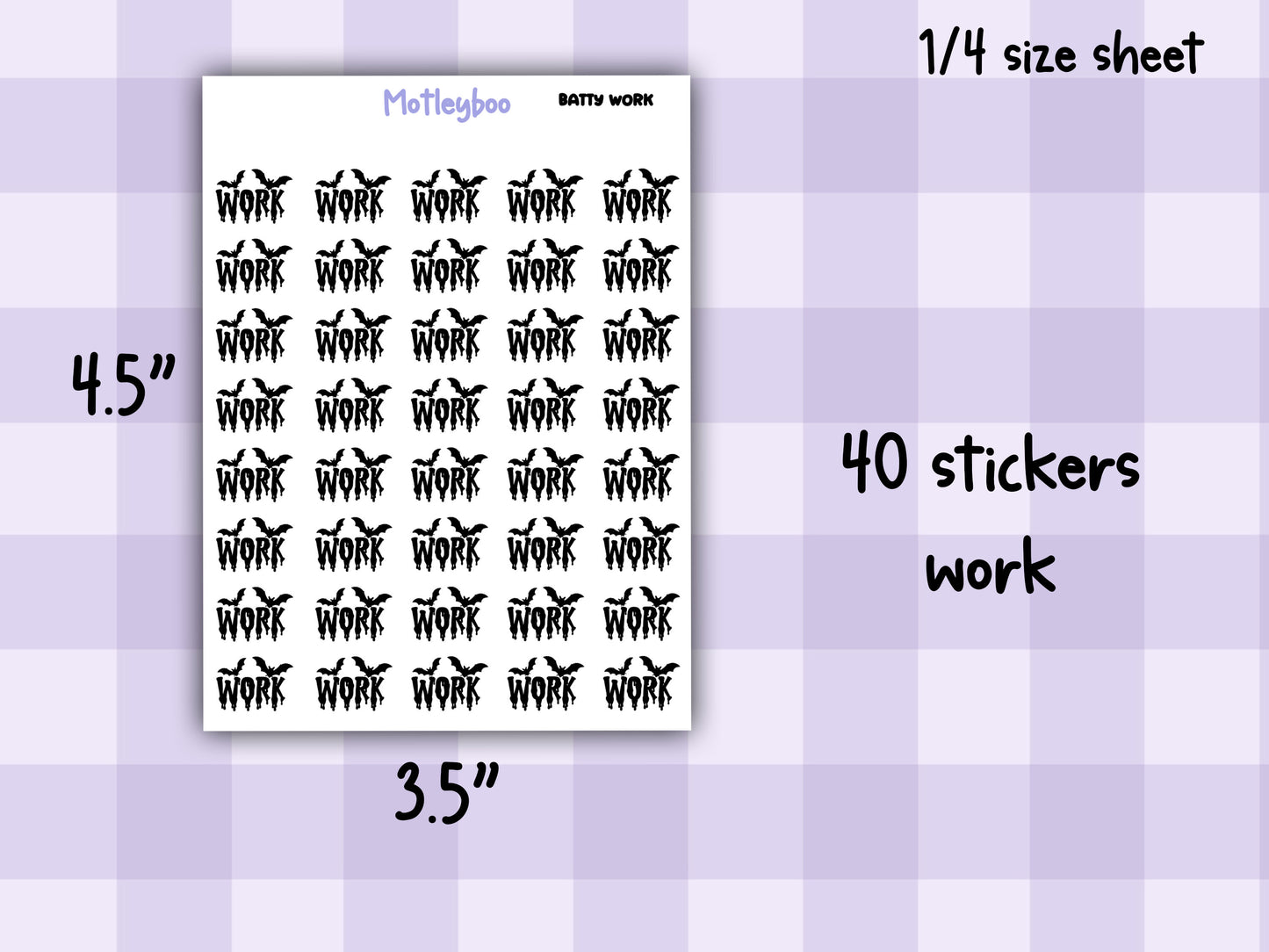Batty Words Planner Stickers, Spooky Goth Journal Stickers, work planning, gothic planner, functional word stickers