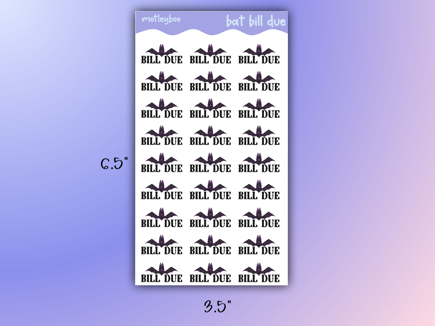 functional words sticker sheet, stickers, goth stickers, halloween stickers, original art stickers, cute and fun stickers, bat stickers