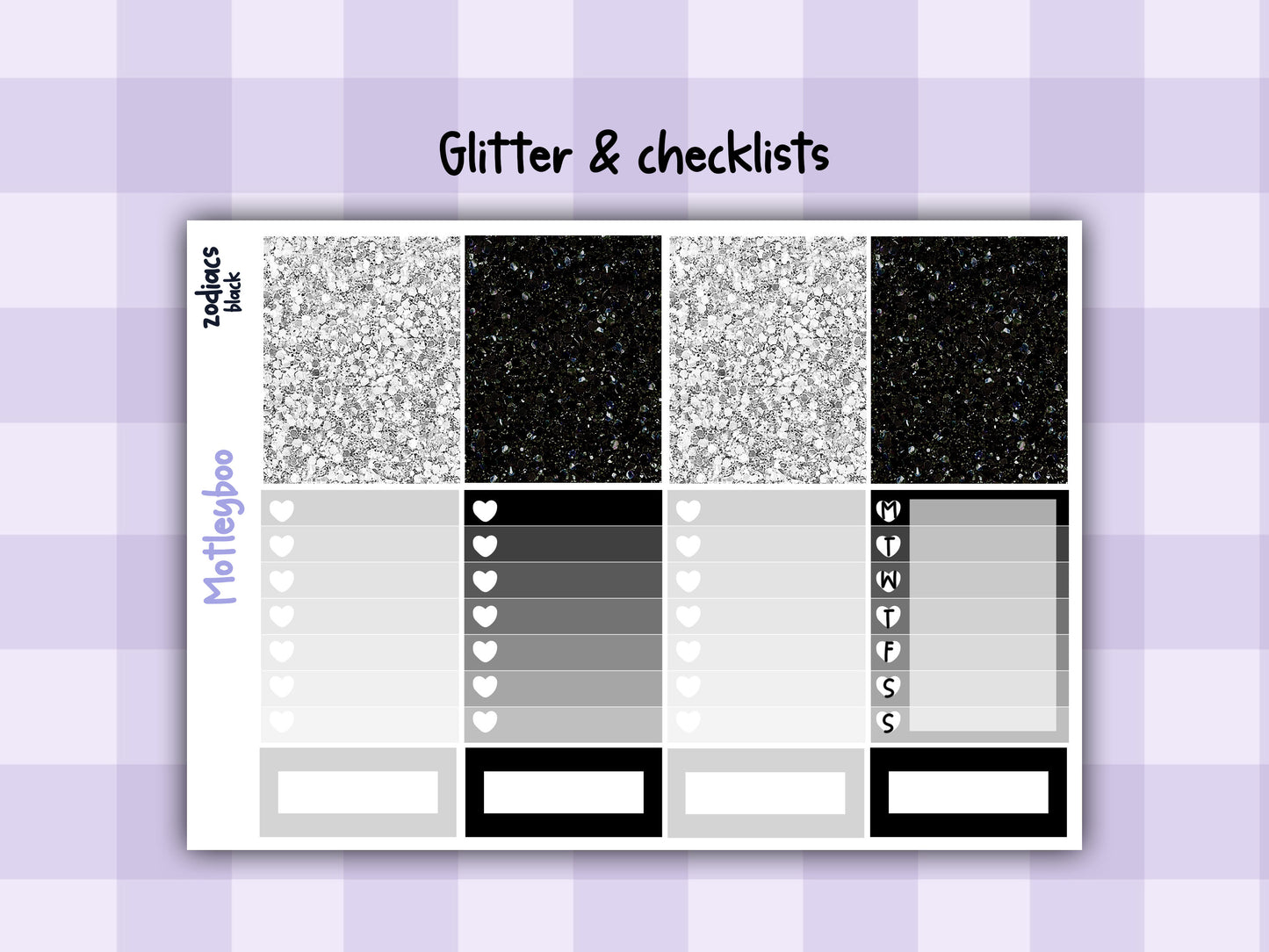 Black Zodiac Celestial Weekly Planner Sticker Kit for vertical planners, Witchy vibes