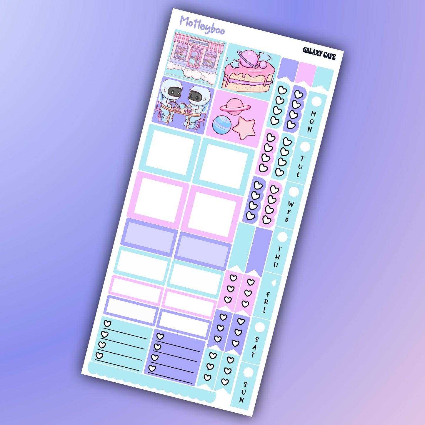 Hobonichi weeks, sticker kit, hobonichi planner, galaxy cafe