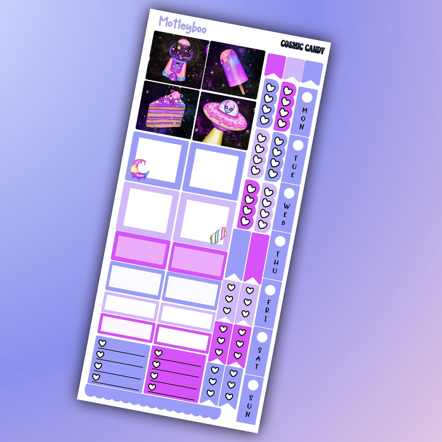 Hobonichi weeks, weekly planner sticker kit, cosmic candy