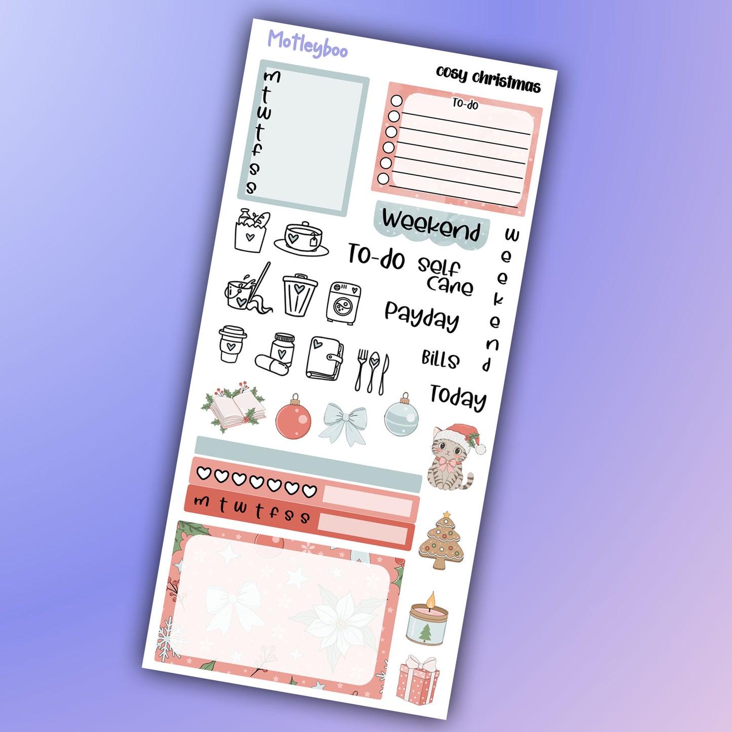 Cosy Christmas Hobonichi weeks, sticker kit, hobonichi planner