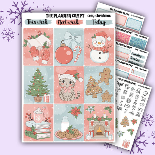 Christmas weekly planner sticker kit, cosy Christmas