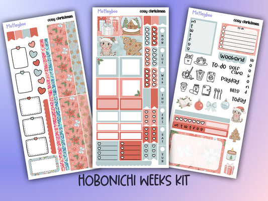 Cosy Christmas Hobonichi weeks, sticker kit, hobonichi planner