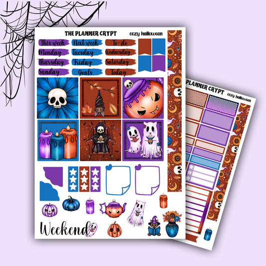 Cozy halloween Hobonichi cousin planner sticker kit