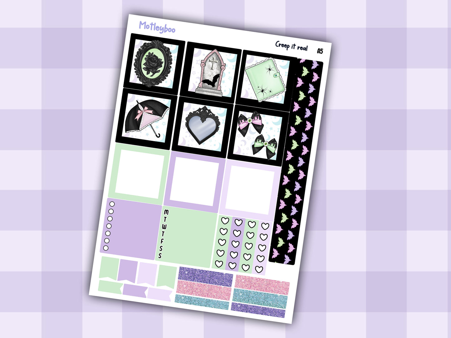 A5 Hobonichi cousin planner sticker kit, spooky planner stickers, hobonichi cousin Creep it real
