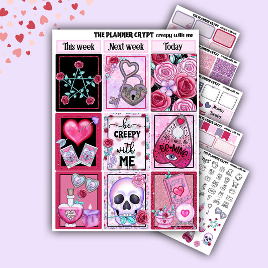 weekly planner sticker kit, planner stickers, valentines day stickers, spooky sticker kit, vertical planner, love stickers, planner