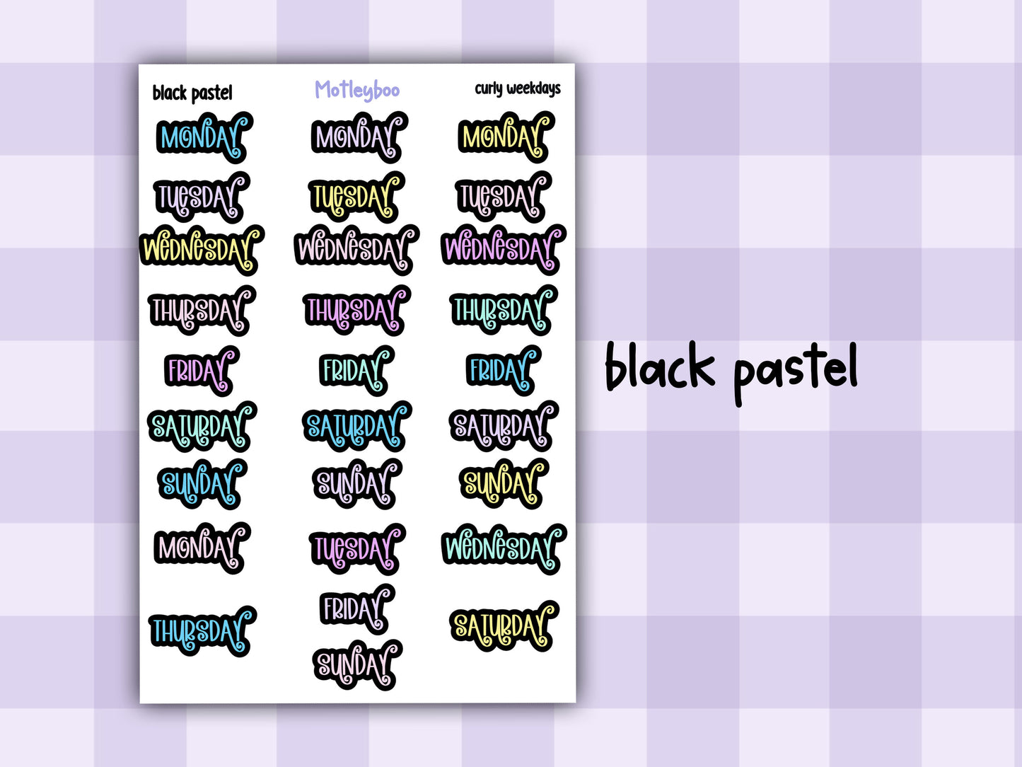 Weekday header date cover up stickers for vertical and A5 planners