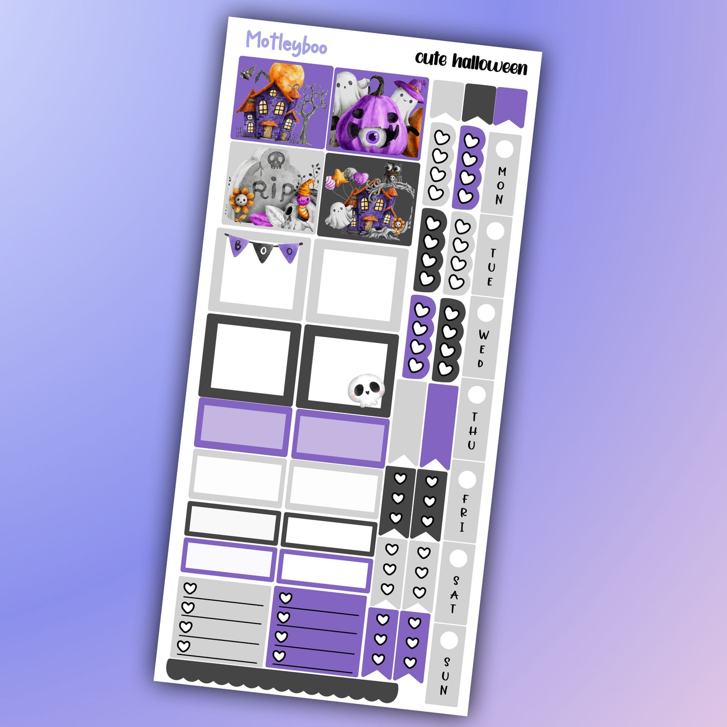 Hobonichi weeks kit, weekly planner sticker kit, stickers, gothic spooky season, autumn season, small journal, halloween stickers, planners