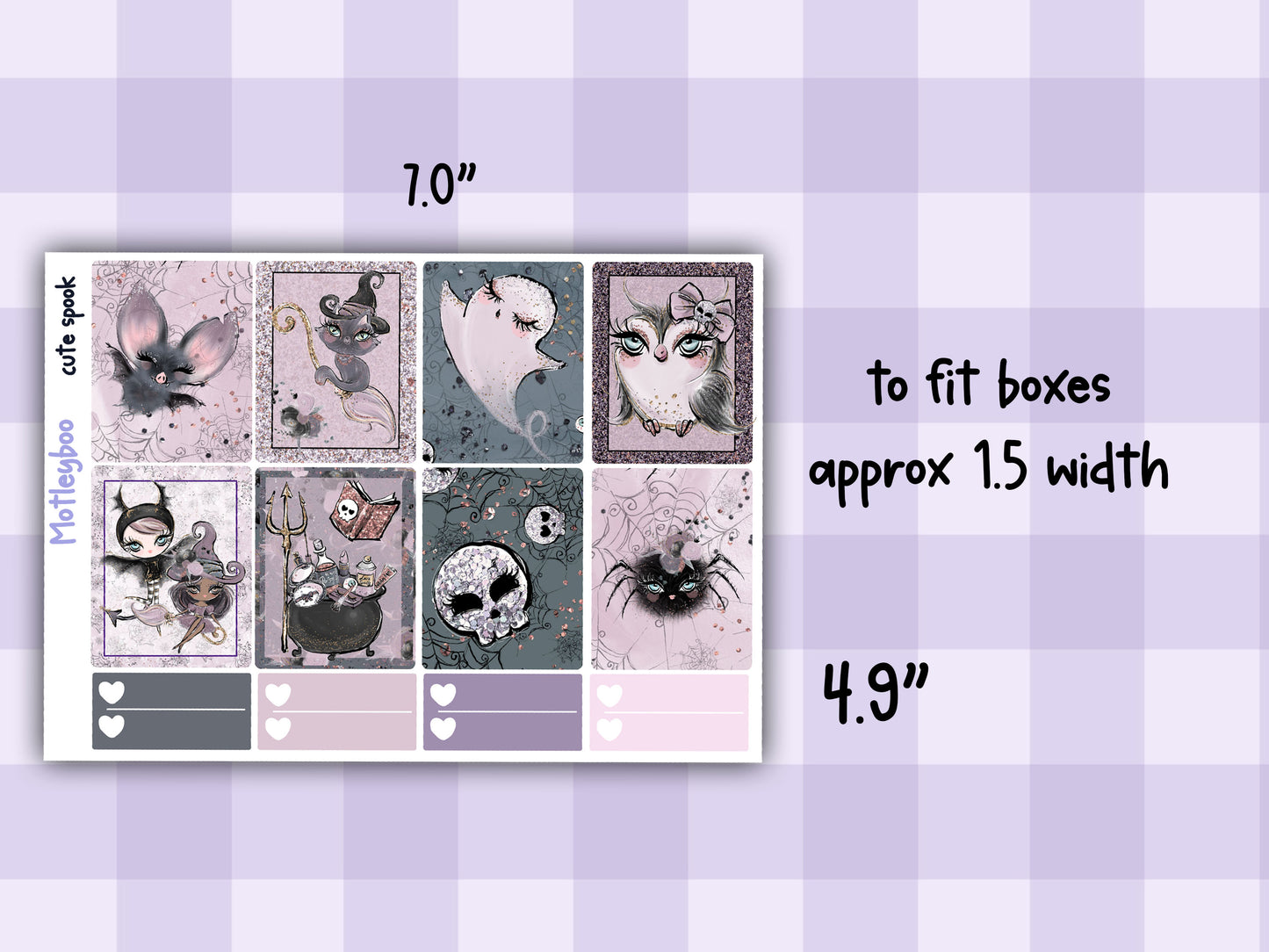 Goth Weekly Planner Sticker Kit, Spooky Halloween Vertical Planning Stickers, Cute spook