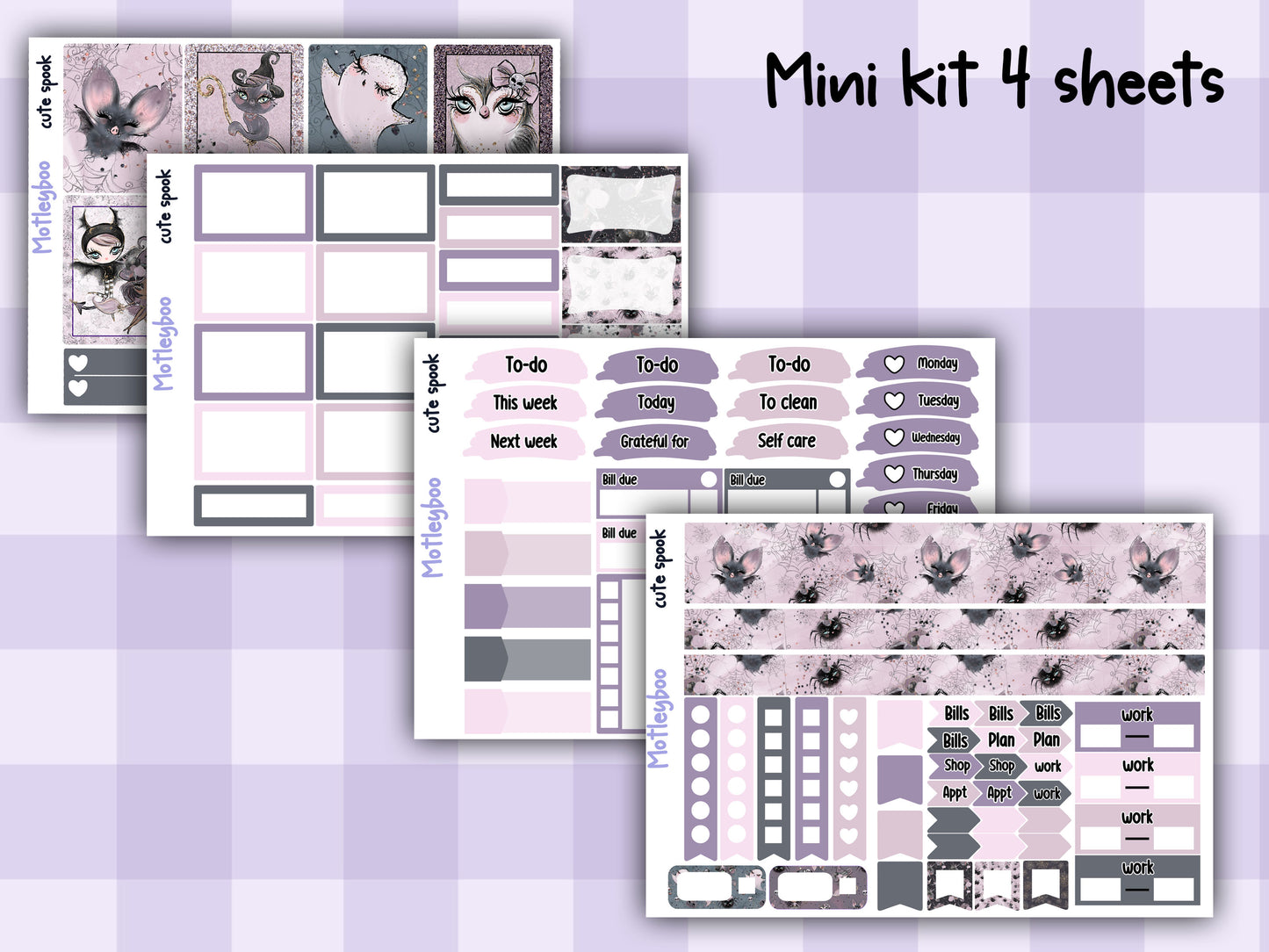 Goth Weekly Planner Sticker Kit, Spooky Halloween Vertical Planning Stickers, Cute spook