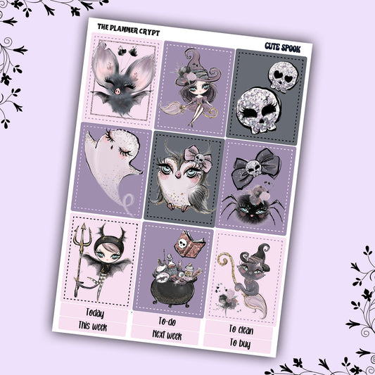 Weekly planner sticker kit, vertical planner stickers, goth planner, functional stickers, weekly planner, beauty stickers, cute spook