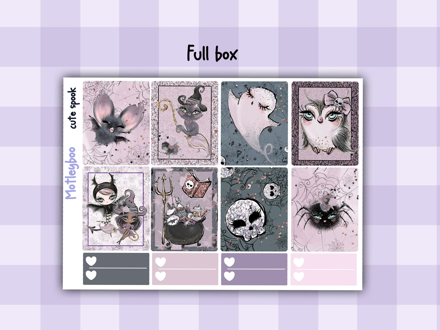 Goth Weekly Planner Sticker Kit, Spooky Halloween Vertical Planning Stickers, Cute spook