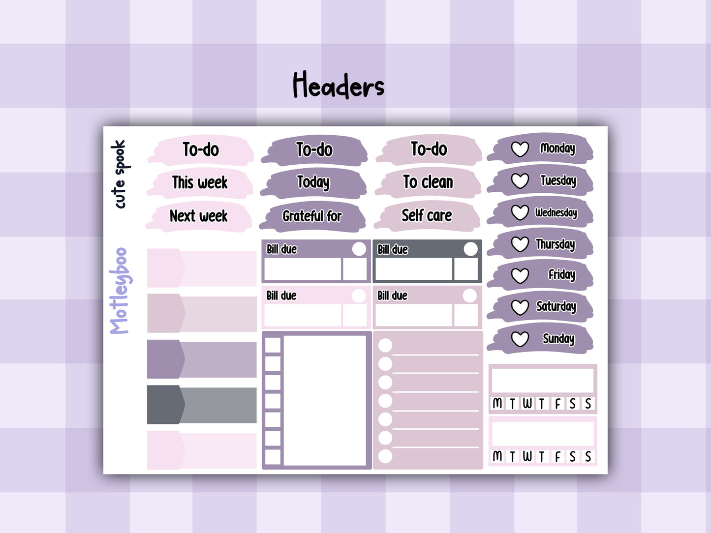 Goth Weekly Planner Sticker Kit, Spooky Halloween Vertical Planning Stickers, Cute spook
