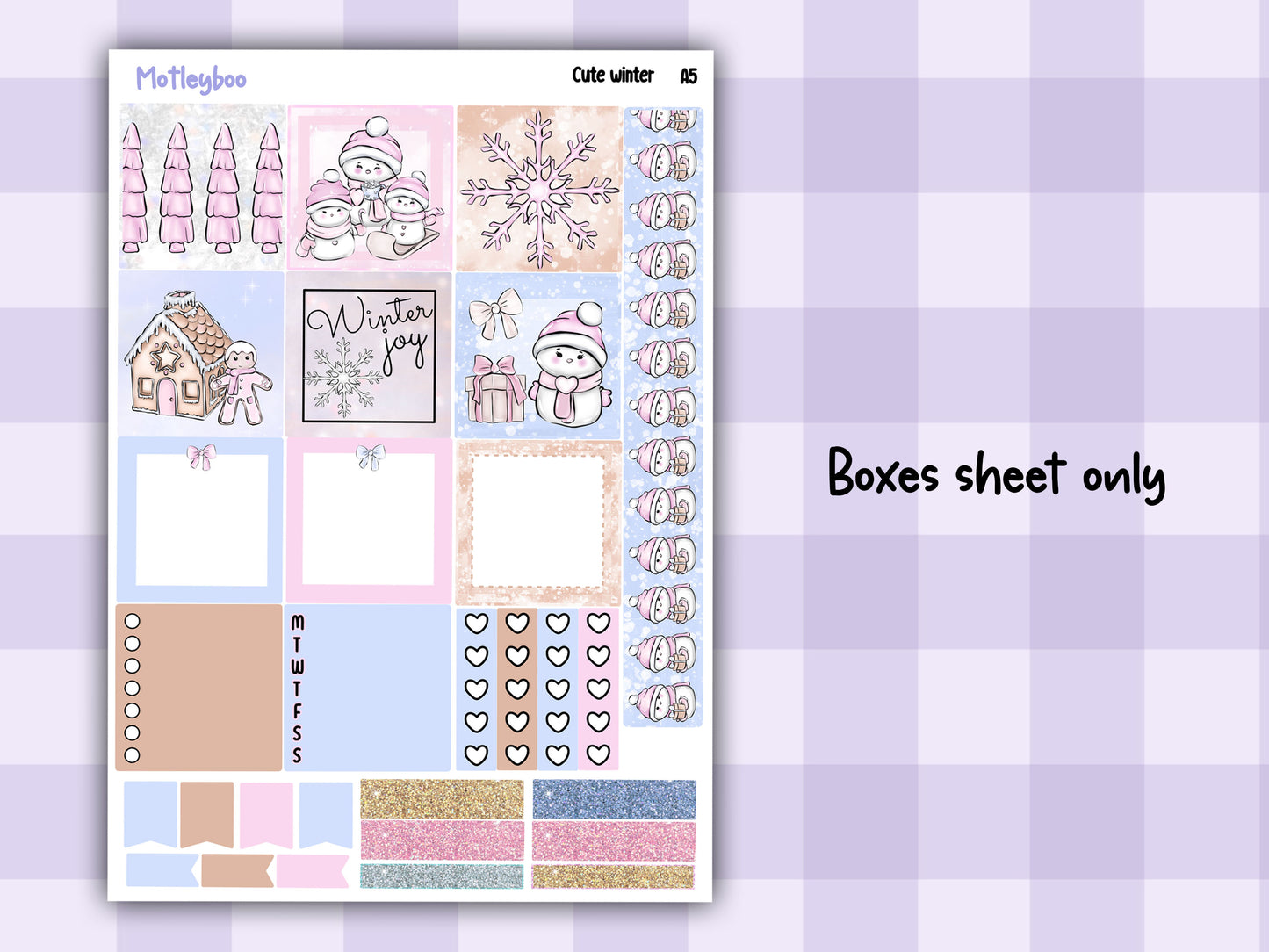Winter themed A5 planner sticker kit, Christmas stickers, pocket planner, hobonichi planning