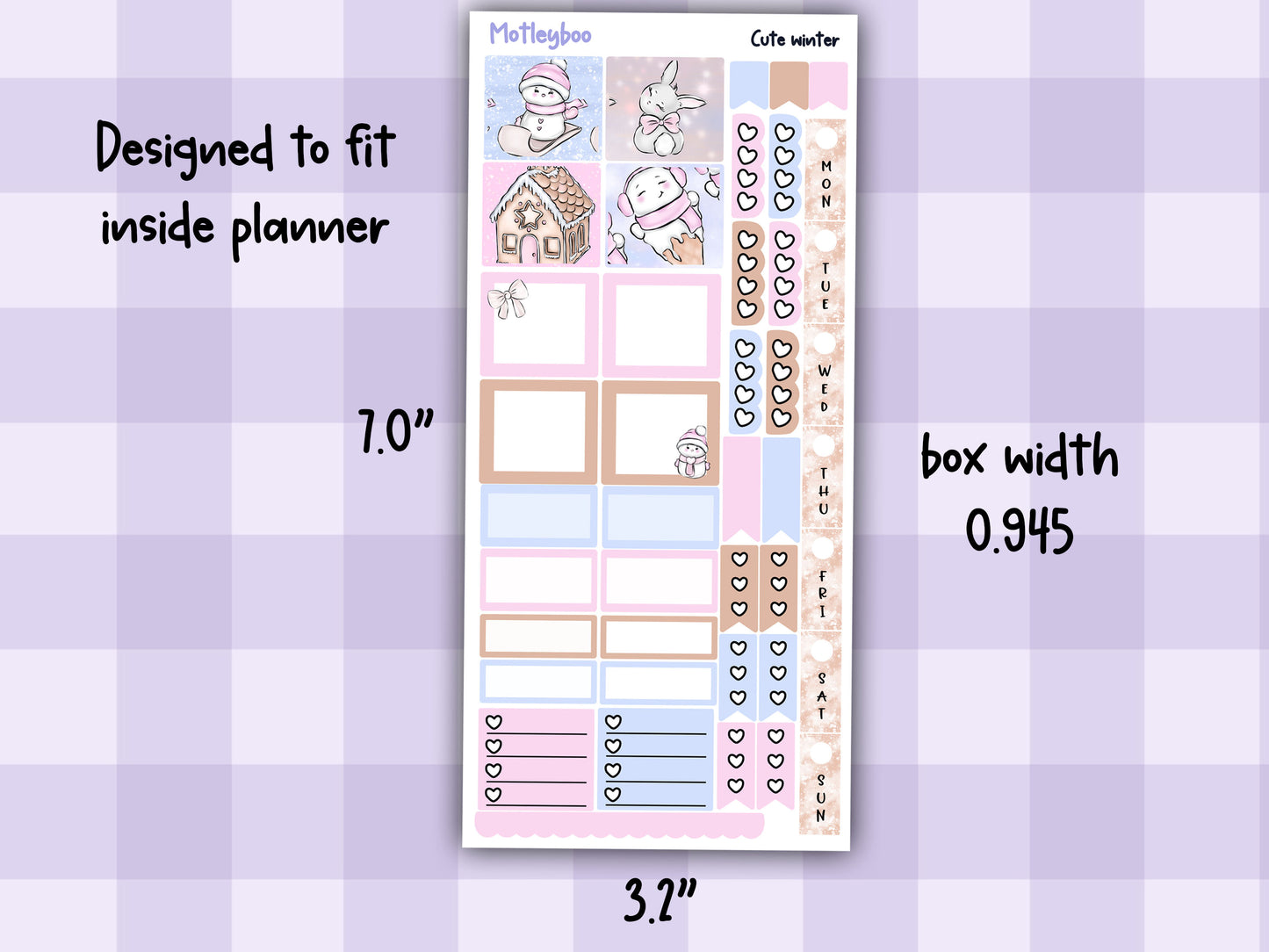 Winter themed weeks planner kit, stickers for Christmas, hobonichi planning, pocket planner