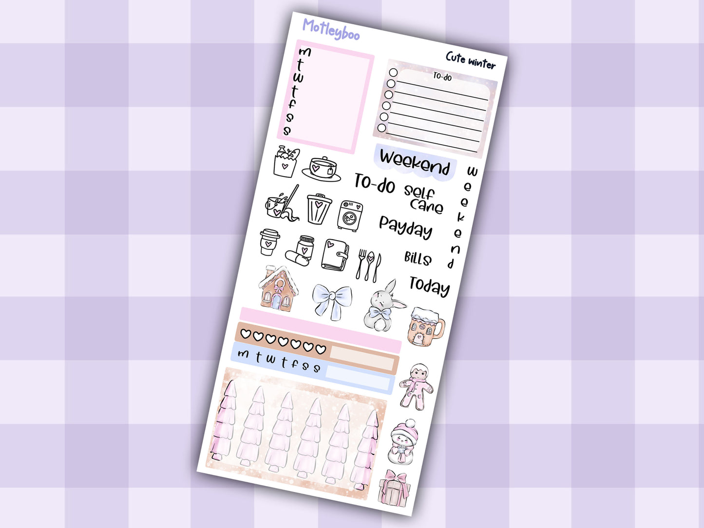 Winter themed weeks planner kit, stickers for Christmas, hobonichi planning, pocket planner