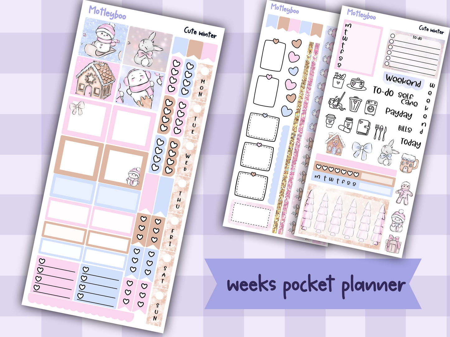 Winter themed weeks planner kit, stickers for Christmas, hobonichi planning, pocket planner
