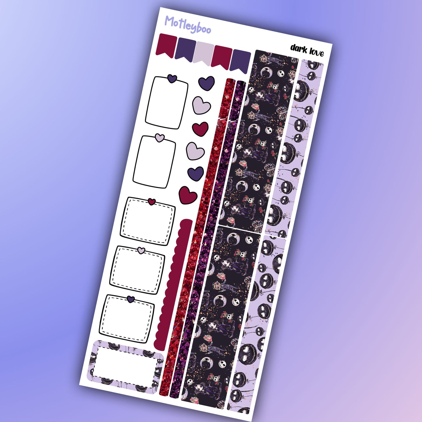 Valentines day Hobonichi weeks, weekly sticker kit, hobonichi planner, spooky love stickers, planner, functional sticker, dark love