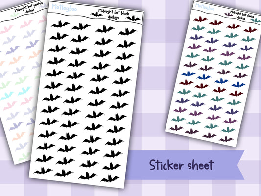 Bat stickers for gothic planning and halloween