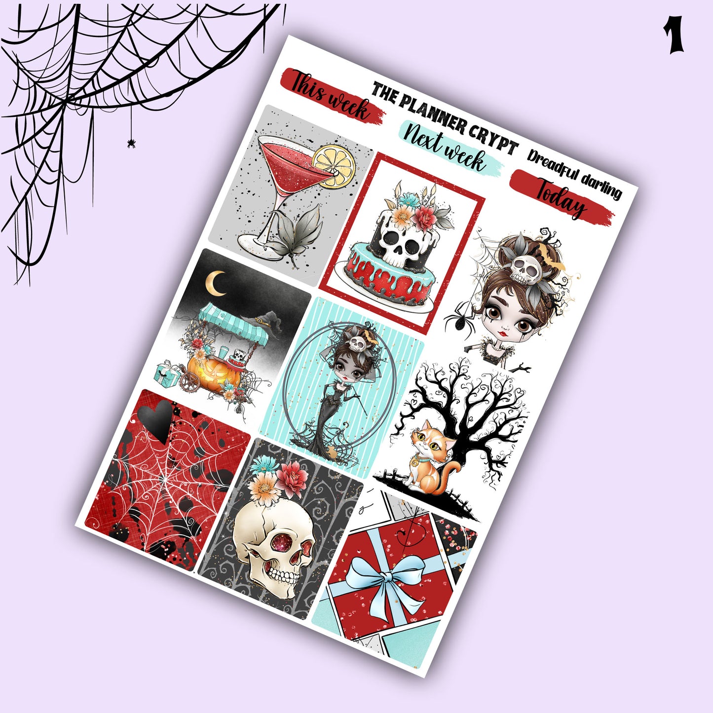 Gothic weekly planner sticker kit, planner stickers, spooky stickers, vertical planner, journal stickers, planning stickers, goth planner