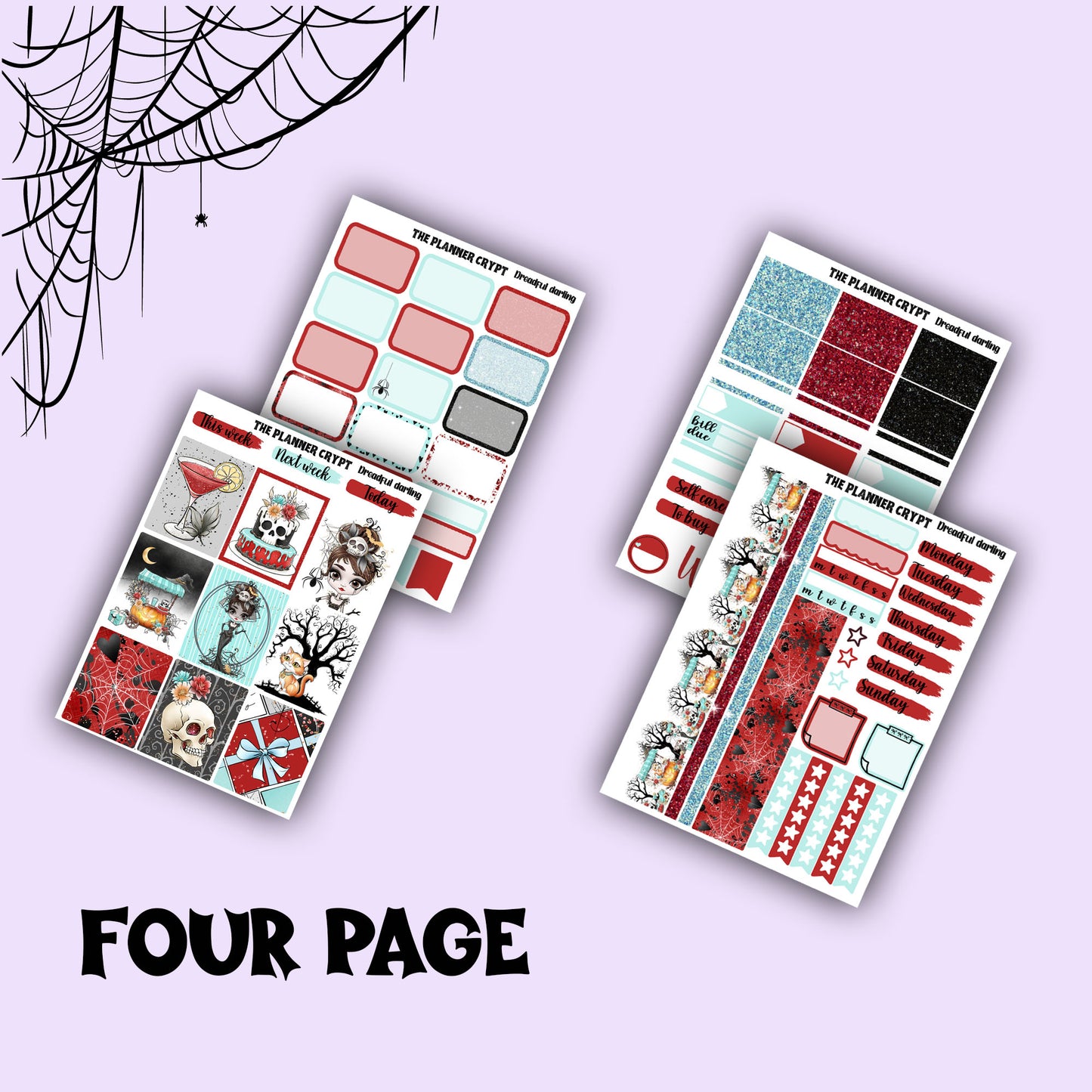 Gothic weekly planner sticker kit, planner stickers, spooky stickers, vertical planner, journal stickers, planning stickers, goth planner