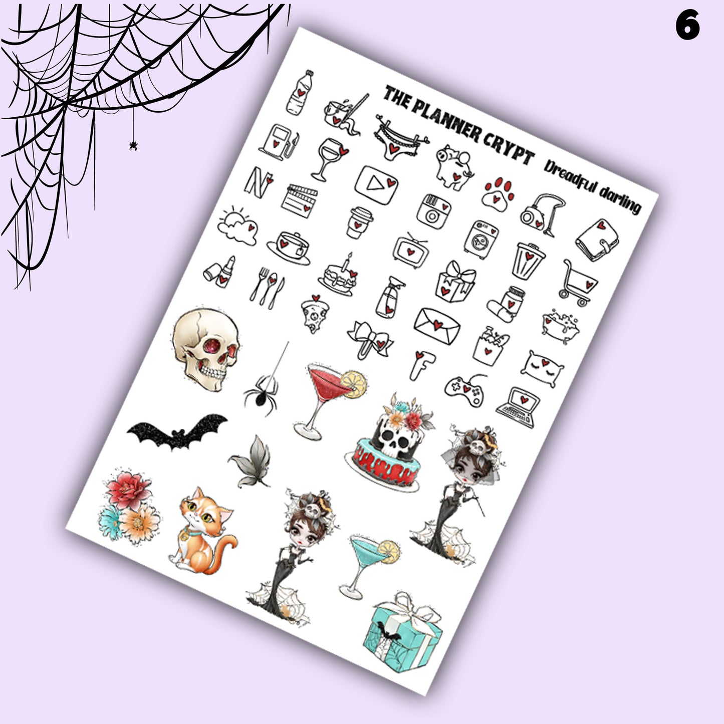 Gothic weekly planner sticker kit, planner stickers, spooky stickers, vertical planner, journal stickers, planning stickers, goth planner