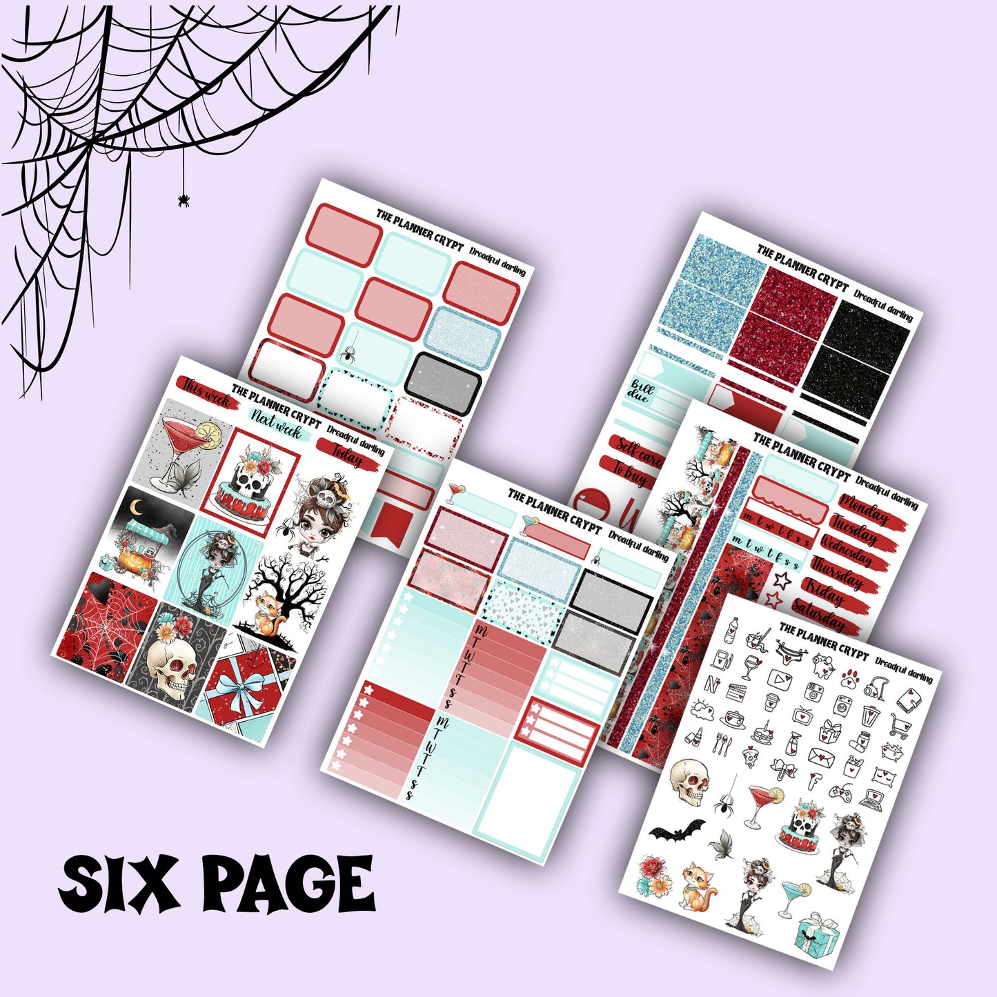 Gothic weekly planner sticker kit, planner stickers, spooky stickers, vertical planner, journal stickers, planning stickers, goth planner