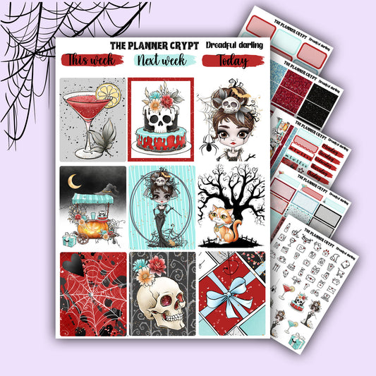 Gothic weekly planner sticker kit, planner stickers, spooky stickers, vertical planner, journal stickers, planning stickers, goth planner