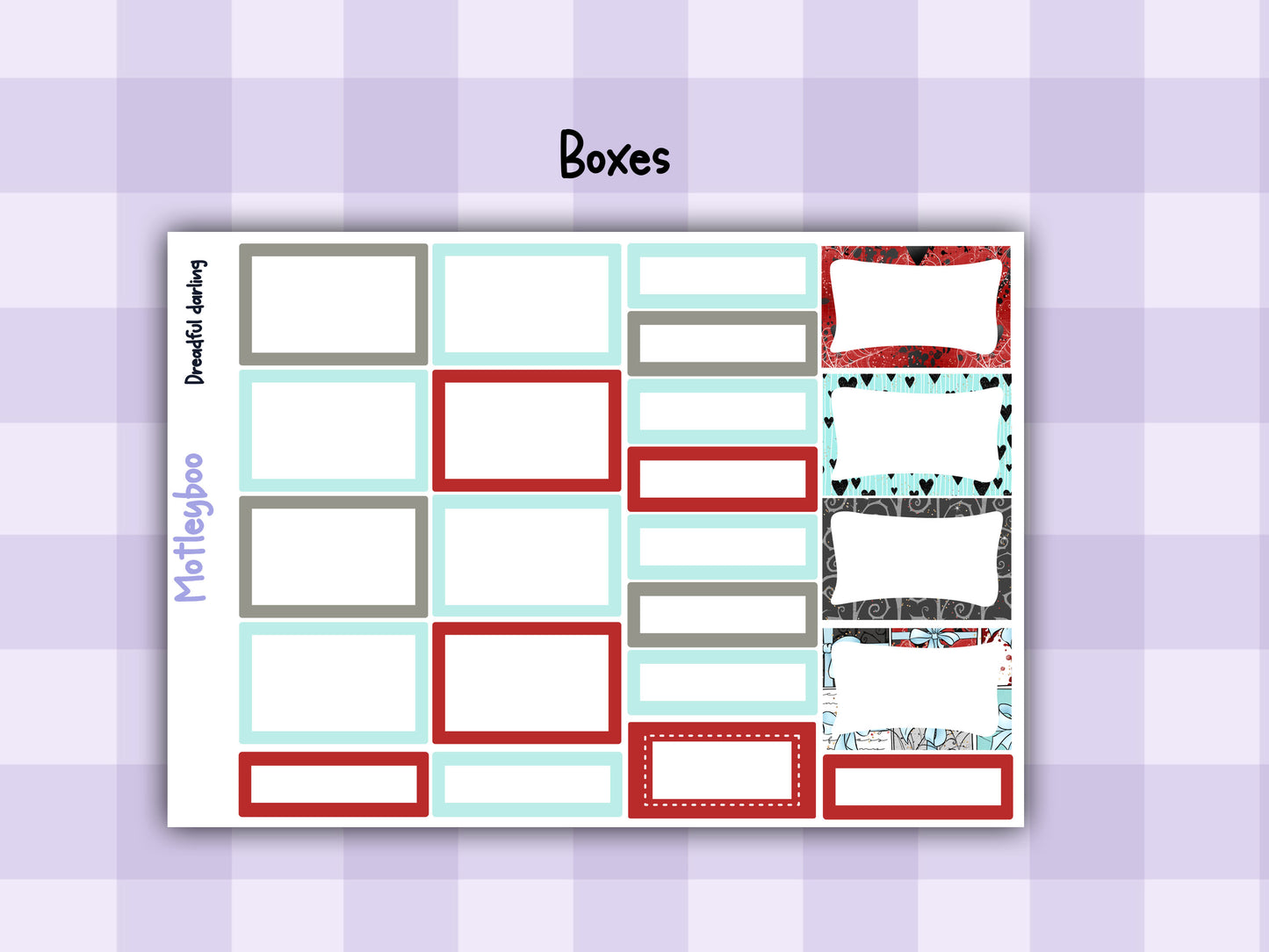 Vertical weekly planner kit, Spooky Halloween vibe, Gothic planning. dreadful darling