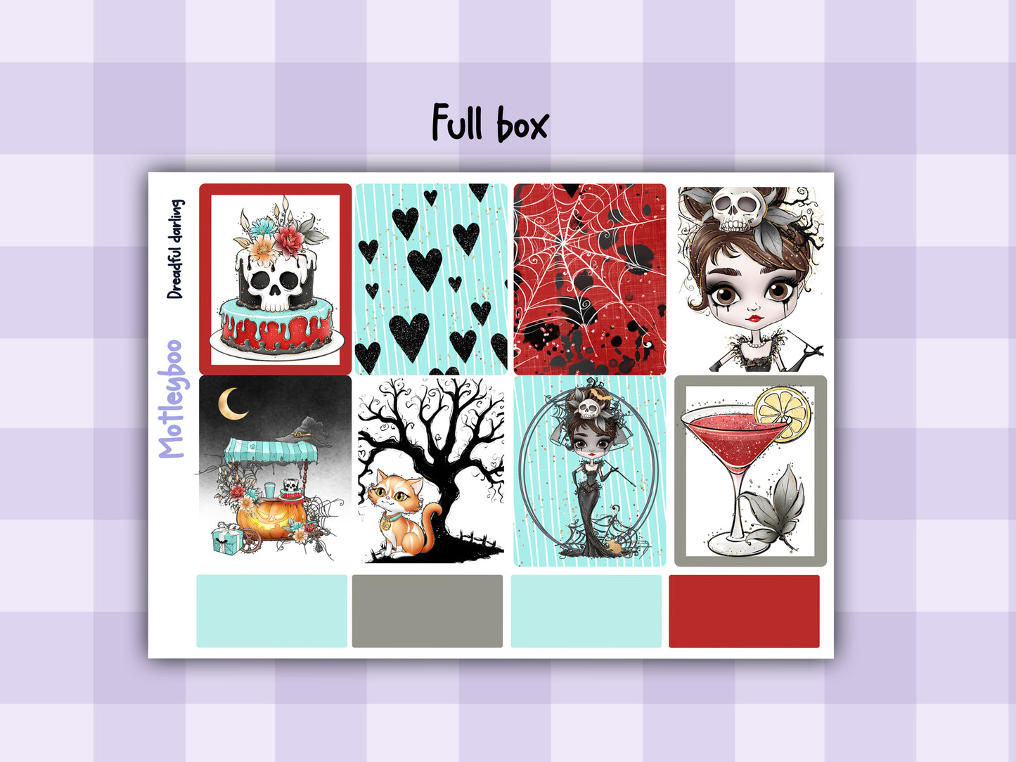 Vertical weekly planner kit, Spooky Halloween vibe, Gothic planning. dreadful darling