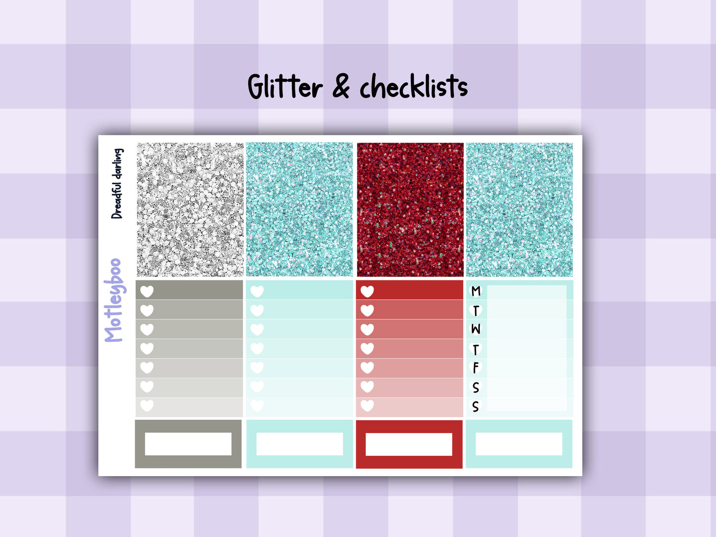 Vertical weekly planner kit, Spooky Halloween vibe, Gothic planning. dreadful darling