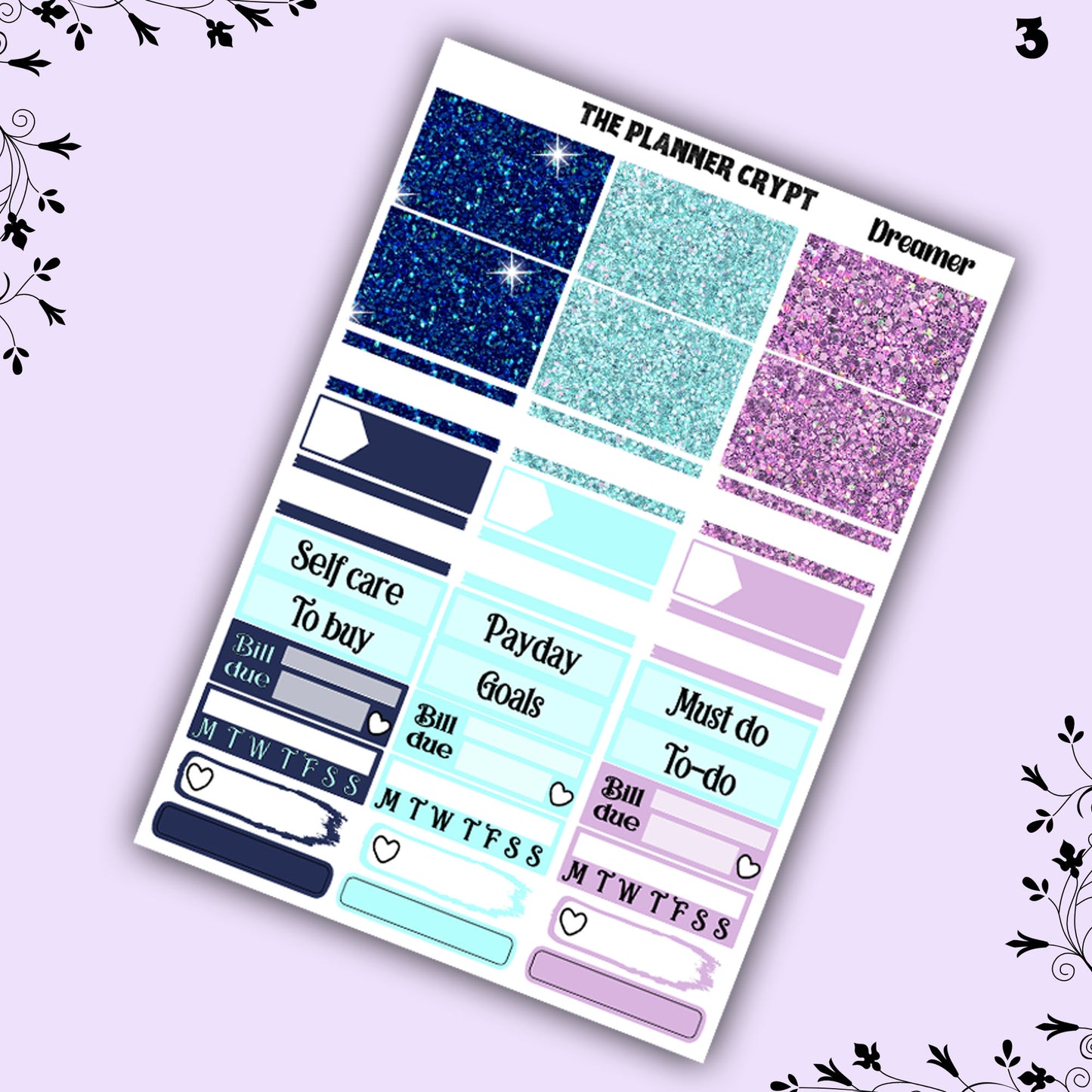 Weekly planner, sticker kit, witchy planner kit, planner stickers, vertical planner, Dreamer