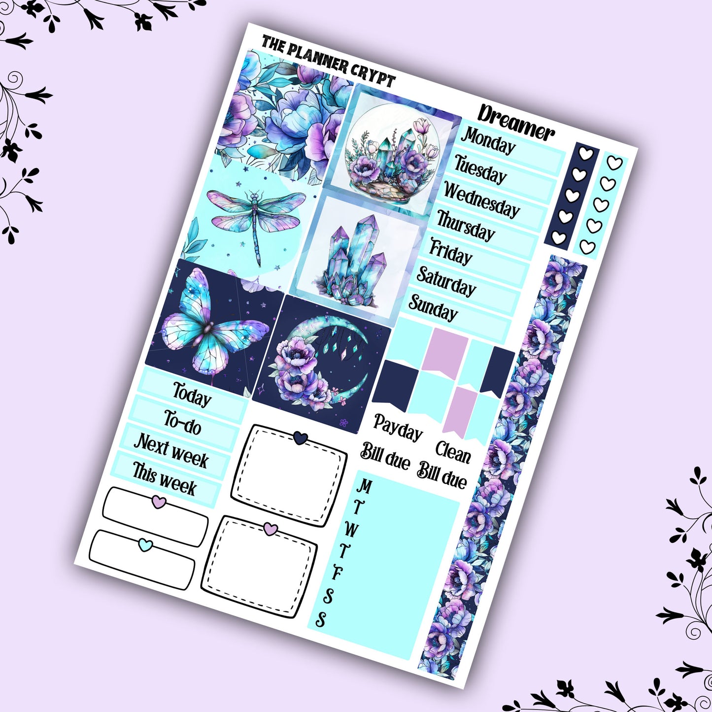 Hobonichi cousin weekly planner sticker kit, witch stickers, Dreamer