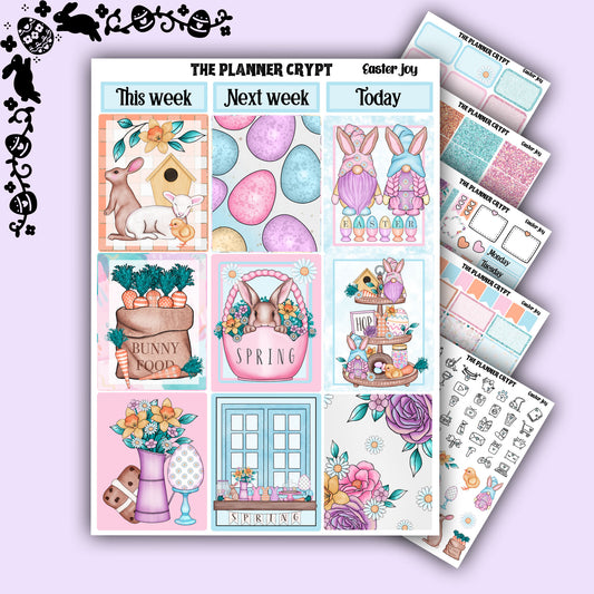 Easter weekly planner sticker kit, Easter joy
