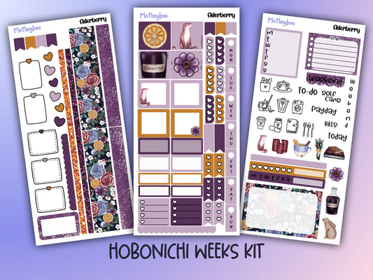 Elderberry hobonichi weekly sticker kit, winter stickers