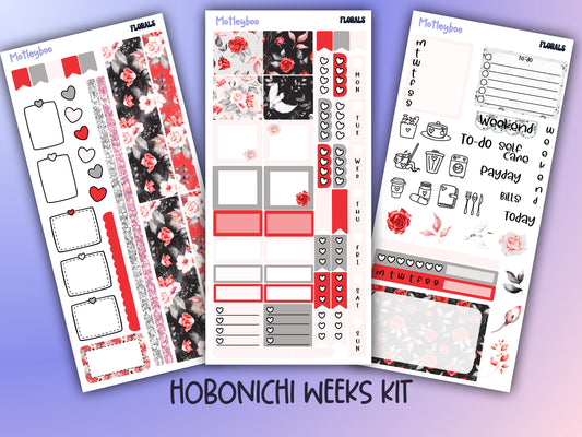 Hobonichi weeks, weekly sticker kit, hobonichi planner, florals